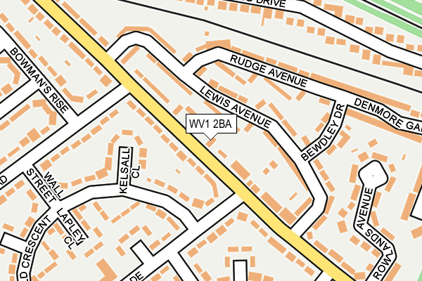 WV1 2BA map - OS OpenMap – Local (Ordnance Survey)