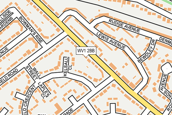 WV1 2BB map - OS OpenMap – Local (Ordnance Survey)