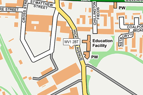 WV1 2BT map - OS OpenMap – Local (Ordnance Survey)