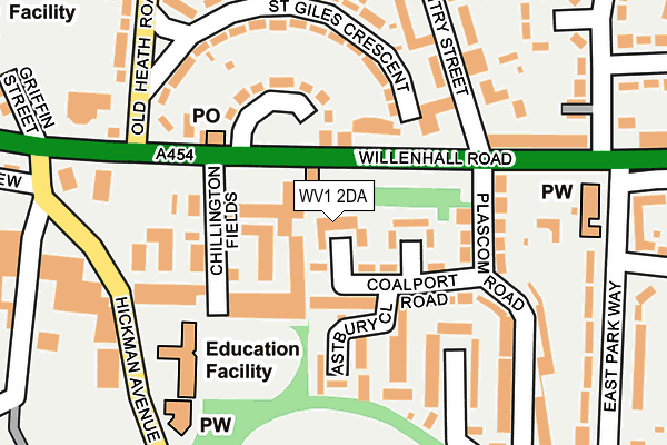 WV1 2DA map - OS OpenMap – Local (Ordnance Survey)