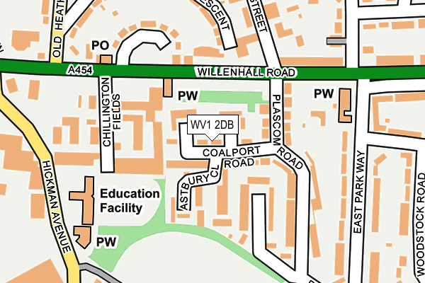 WV1 2DB map - OS OpenMap – Local (Ordnance Survey)