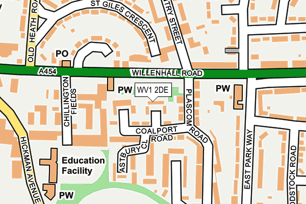 WV1 2DE map - OS OpenMap – Local (Ordnance Survey)