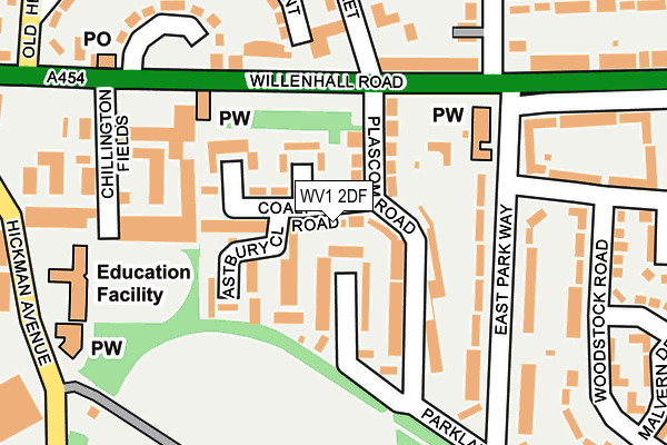 WV1 2DF map - OS OpenMap – Local (Ordnance Survey)