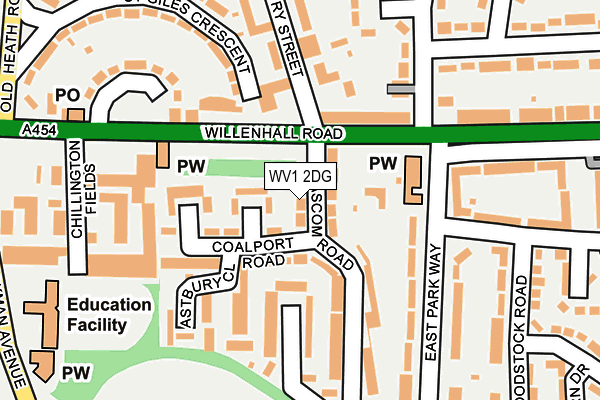 WV1 2DG map - OS OpenMap – Local (Ordnance Survey)