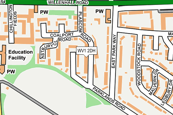 WV1 2DH map - OS OpenMap – Local (Ordnance Survey)