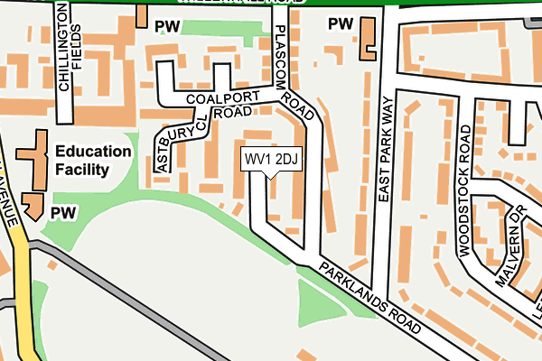 WV1 2DJ map - OS OpenMap – Local (Ordnance Survey)