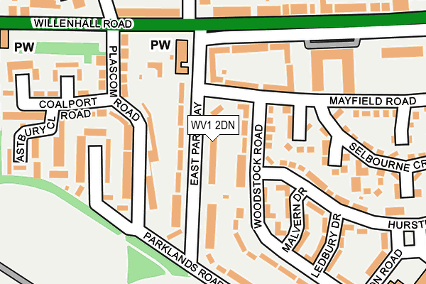 WV1 2DN map - OS OpenMap – Local (Ordnance Survey)