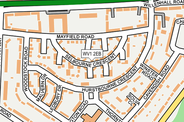 WV1 2EB map - OS OpenMap – Local (Ordnance Survey)