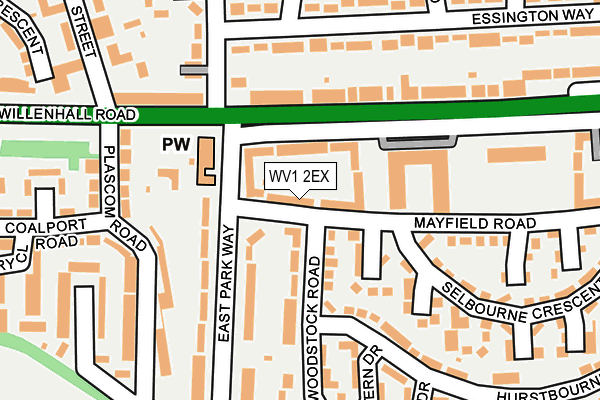WV1 2EX map - OS OpenMap – Local (Ordnance Survey)