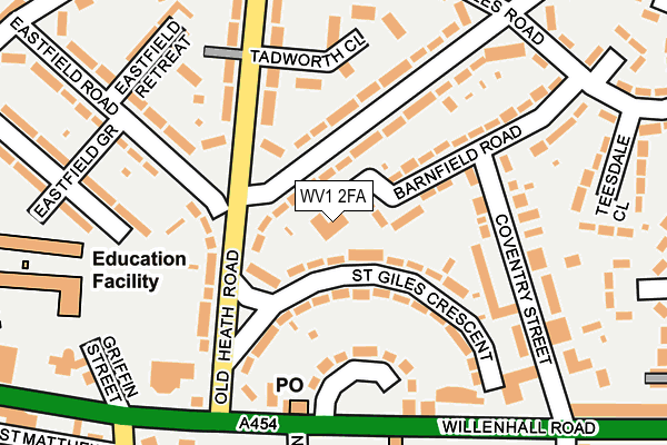 WV1 2FA map - OS OpenMap – Local (Ordnance Survey)