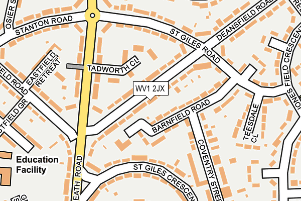 WV1 2JX map - OS OpenMap – Local (Ordnance Survey)