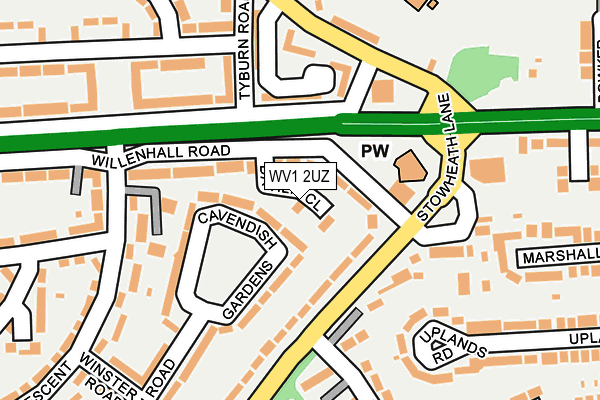 WV1 2UZ map - OS OpenMap – Local (Ordnance Survey)