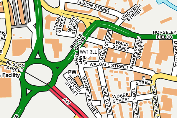 WV1 3LL map - OS OpenMap – Local (Ordnance Survey)