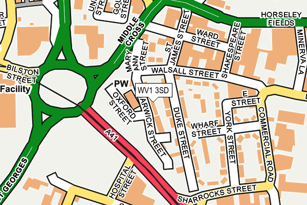 WV1 3SD map - OS OpenMap – Local (Ordnance Survey)
