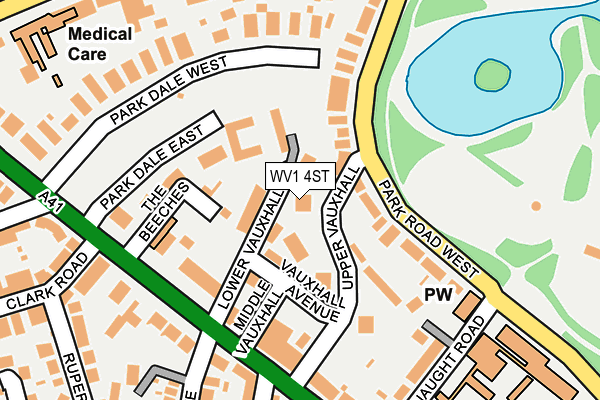 WV1 4ST map - OS OpenMap – Local (Ordnance Survey)