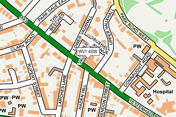 WV1 4SW map - OS OpenMap – Local (Ordnance Survey)