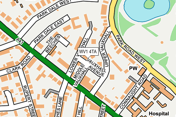 WV1 4TA map - OS OpenMap – Local (Ordnance Survey)