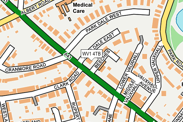 WV1 4TB map - OS OpenMap – Local (Ordnance Survey)
