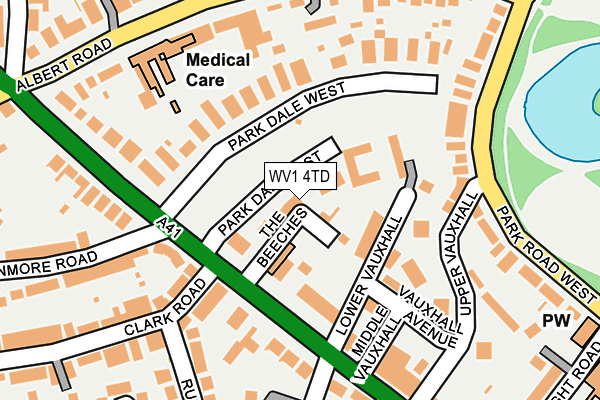 WV1 4TD map - OS OpenMap – Local (Ordnance Survey)