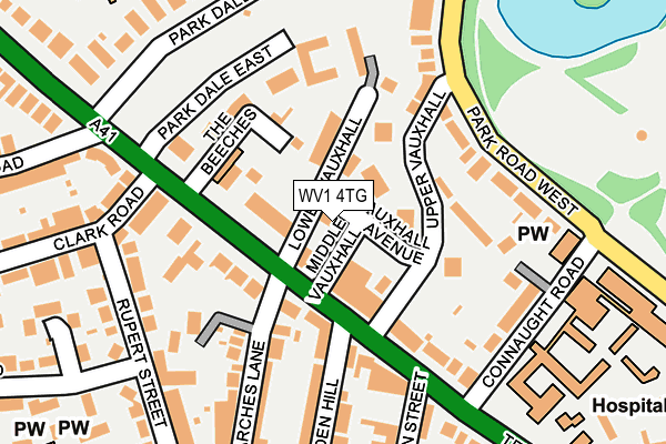 WV1 4TG map - OS OpenMap – Local (Ordnance Survey)