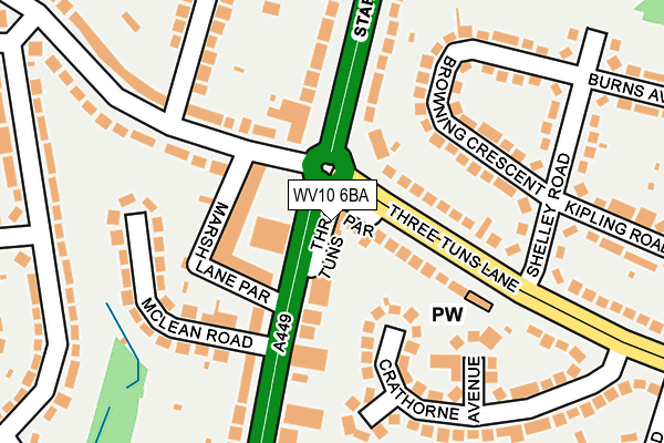 WV10 6BA map - OS OpenMap – Local (Ordnance Survey)