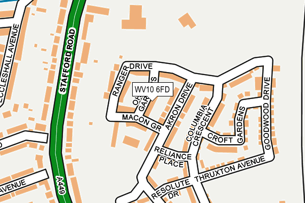WV10 6FD map - OS OpenMap – Local (Ordnance Survey)