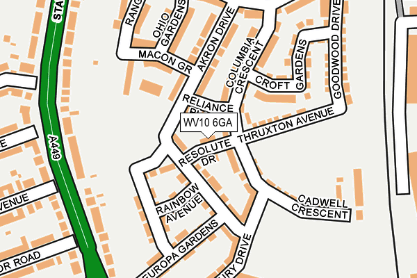 WV10 6GA map - OS OpenMap – Local (Ordnance Survey)