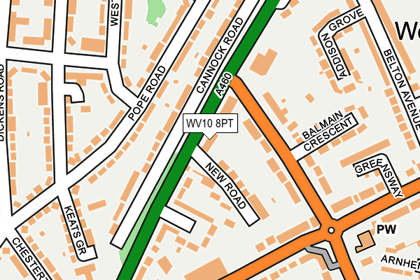 WV10 8PT map - OS OpenMap – Local (Ordnance Survey)