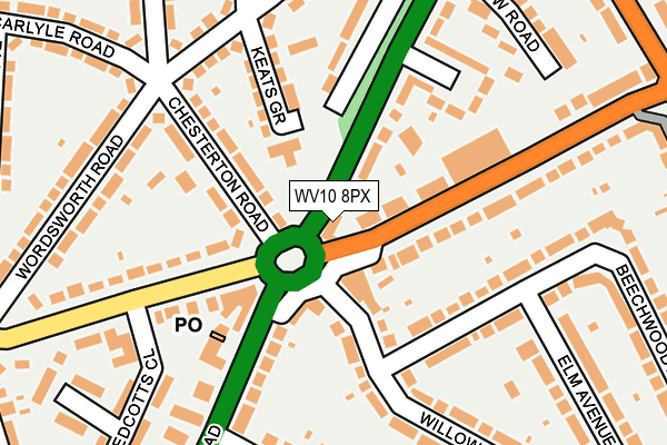 WV10 8PX map - OS OpenMap – Local (Ordnance Survey)