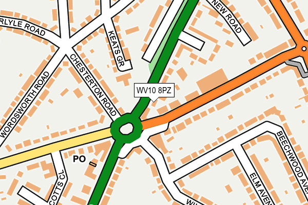 WV10 8PZ map - OS OpenMap – Local (Ordnance Survey)