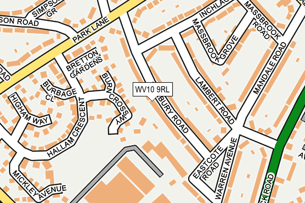 WV10 9RL map - OS OpenMap – Local (Ordnance Survey)