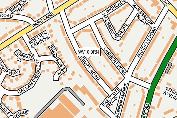 WV10 9RN map - OS OpenMap – Local (Ordnance Survey)