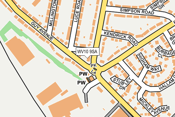 WV10 9SA map - OS OpenMap – Local (Ordnance Survey)