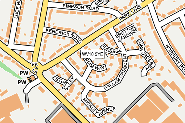 WV10 9YE map - OS OpenMap – Local (Ordnance Survey)