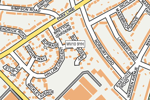 WV10 9YH map - OS OpenMap – Local (Ordnance Survey)