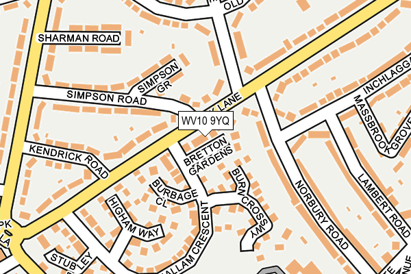 WV10 9YQ map - OS OpenMap – Local (Ordnance Survey)