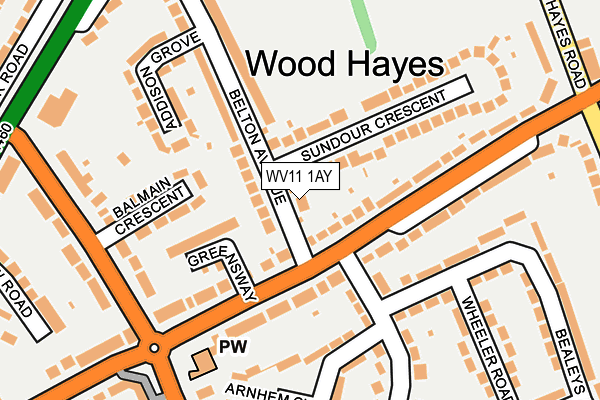 WV11 1AY map - OS OpenMap – Local (Ordnance Survey)