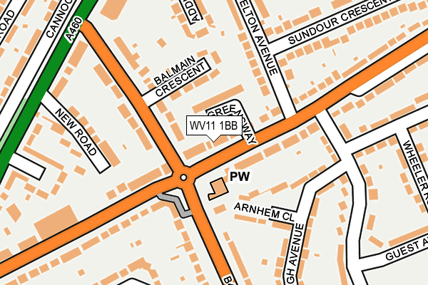 WV11 1BB map - OS OpenMap – Local (Ordnance Survey)
