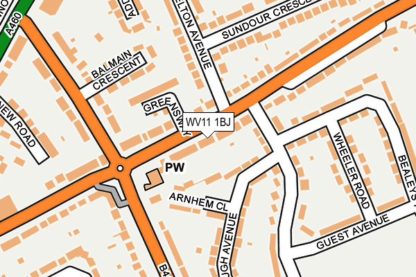 WV11 1BJ map - OS OpenMap – Local (Ordnance Survey)