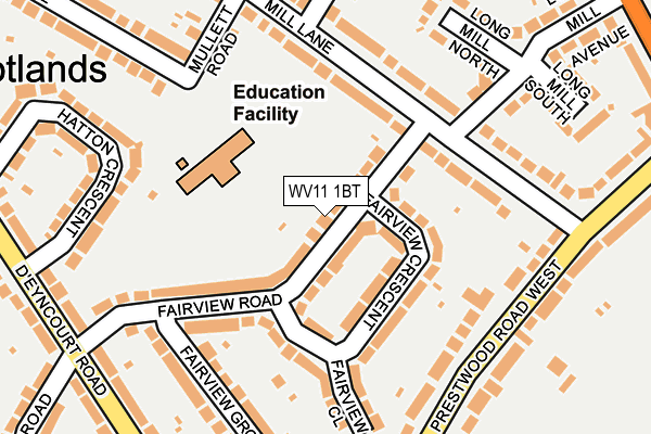 WV11 1BT map - OS OpenMap – Local (Ordnance Survey)