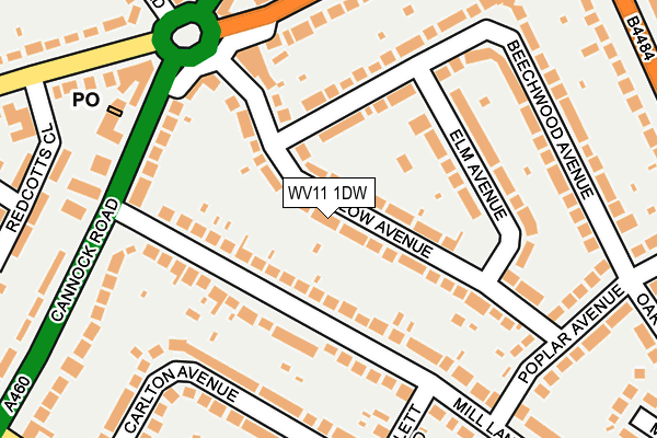 WV11 1DW map - OS OpenMap – Local (Ordnance Survey)