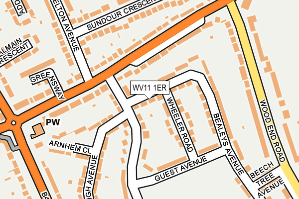 WV11 1ER map - OS OpenMap – Local (Ordnance Survey)