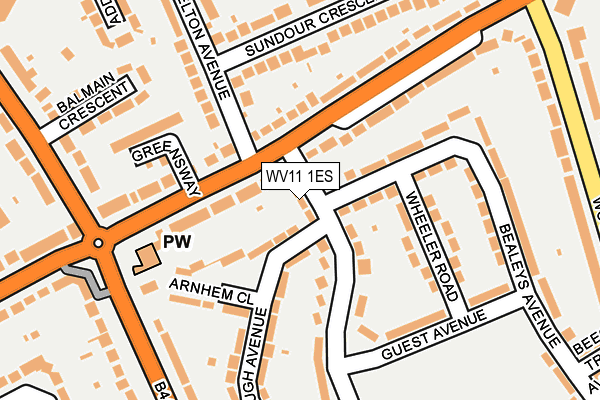 WV11 1ES map - OS OpenMap – Local (Ordnance Survey)