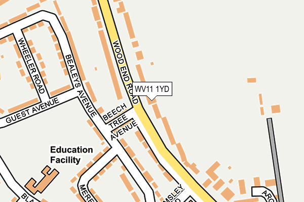 WV11 1YD map - OS OpenMap – Local (Ordnance Survey)