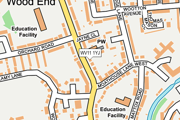 WV11 1YJ map - OS OpenMap – Local (Ordnance Survey)