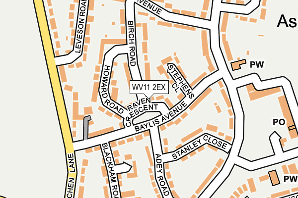 WV11 2EX map - OS OpenMap – Local (Ordnance Survey)