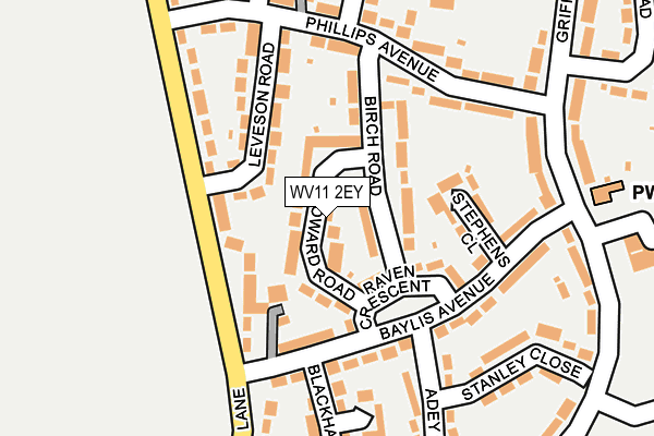 WV11 2EY map - OS OpenMap – Local (Ordnance Survey)