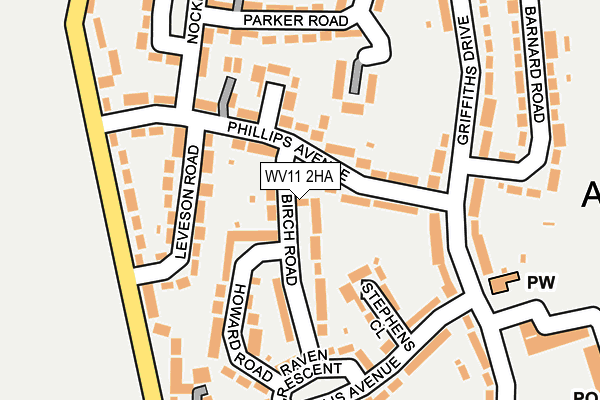 WV11 2HA map - OS OpenMap – Local (Ordnance Survey)
