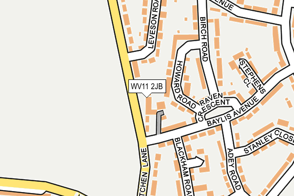 WV11 2JB map - OS OpenMap – Local (Ordnance Survey)