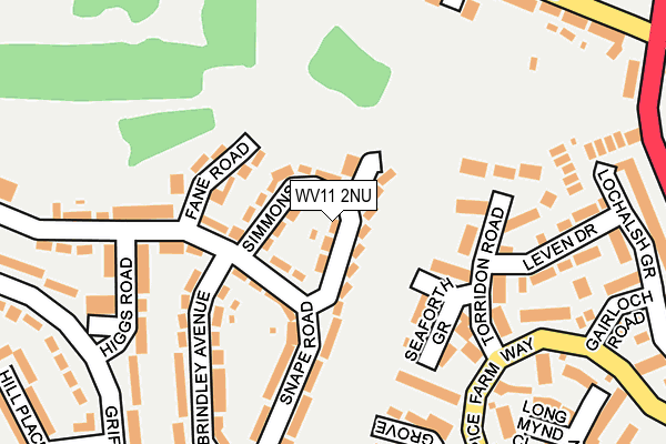 WV11 2NU map - OS OpenMap – Local (Ordnance Survey)